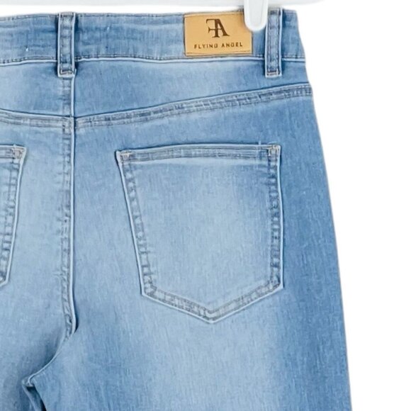 NWT FLYING ANGEL Women's Blue Jeans Size 9/29 Flower Embroidery Boot Cut Stretch - Picture 8 of 15